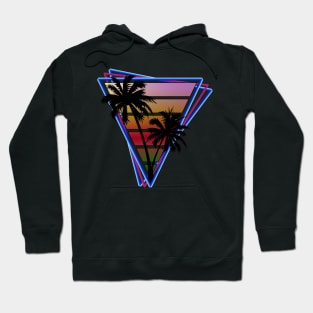 Synthwave style palm tree sunset rust Hoodie